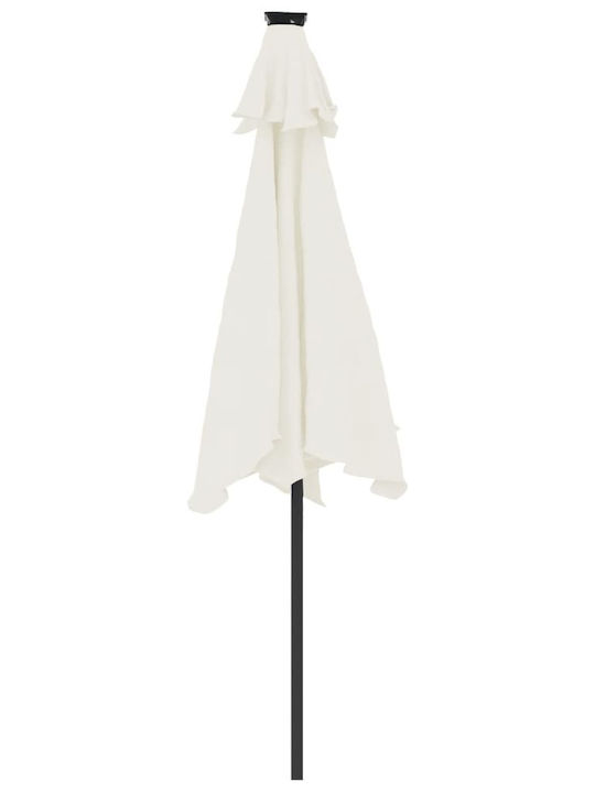 Umbrella Floor Round Metal White with Base & LED Lighting D2.12m