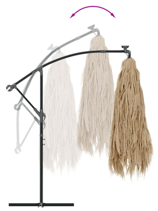 Hanging Circular Parasol Metal Brown F2.3xH2.3m