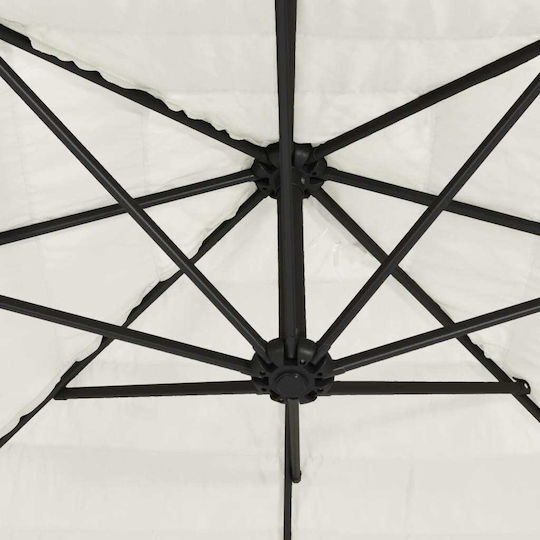 Round Metal Garden Parasol White F2.38xY2.38m
