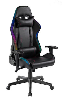 Liberta Maximus Artificial Leather Gaming Chair with Adjustable Armrests and RGB Lighting Black