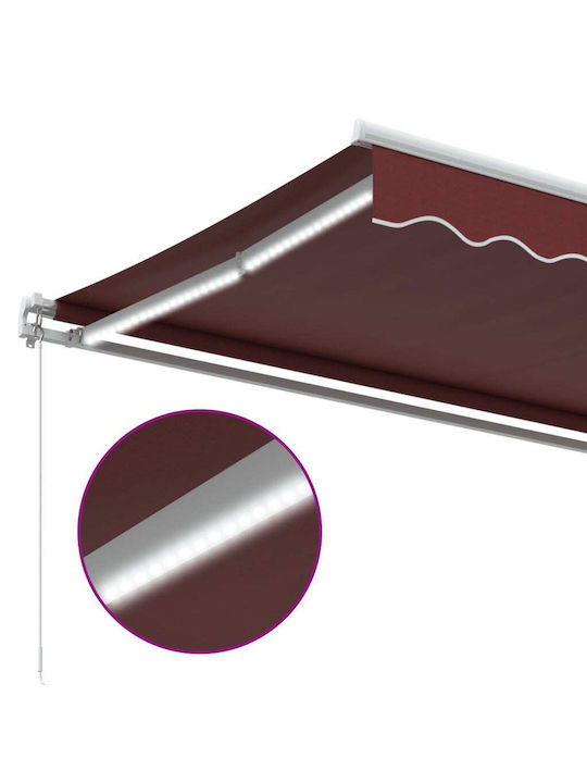 vidaXL Terrace Tent with LEDs Burgundy 3.5x2.5m