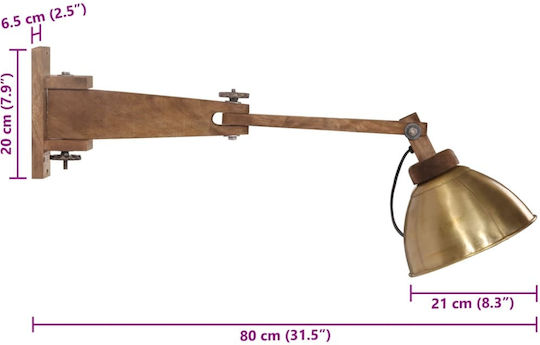 vidaXL Lamp Wall with Socket E27 Bronze 20x6.5cm