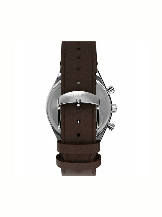 Timex Q Diver Men's Watch 40mm Chronograph Battery with Brown Leather Strap