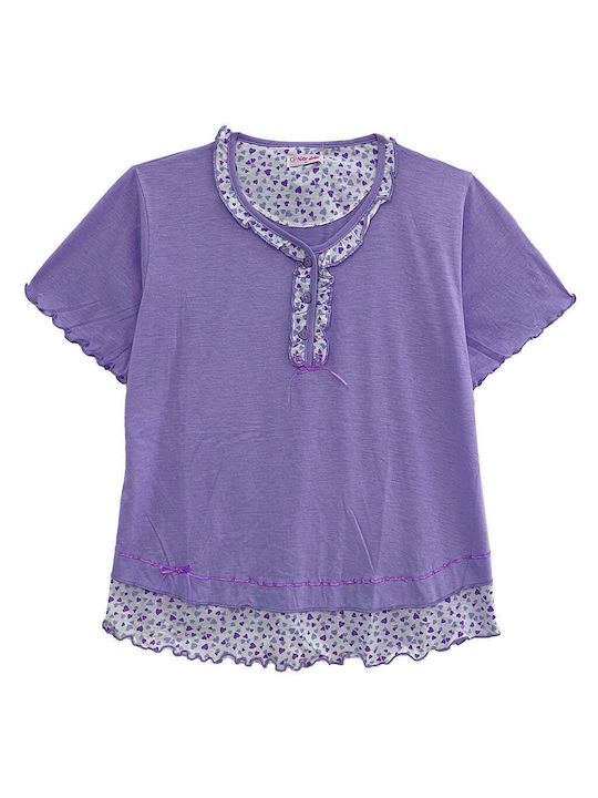 Ustyle Summer Women's Pyjama Set Cotton Purple