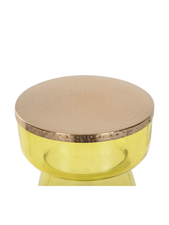 Round Side Table Rane Glass Greenish-Golden H36xW36xH47cm