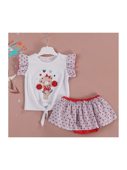 Cumino Kids Set with Skirt Summer 2pcs Red