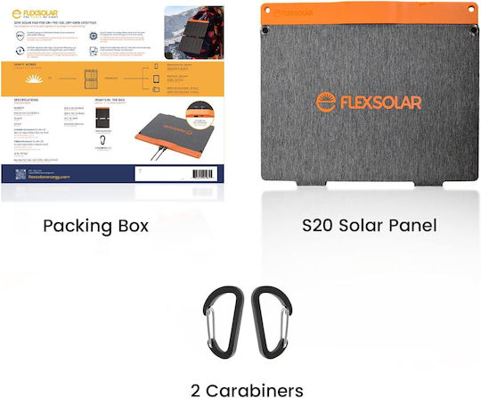 Flexsolar Flex Αναδιπλούμενο Ηλιακό Panel Φορτιστής 20W με USB Output (Φορητών Συσκευών) (FlexSolar-20W)