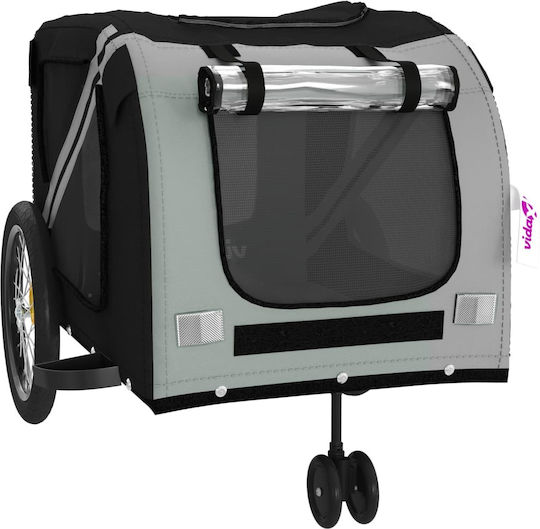 vidaXL Remorcă bicicletă pentru transport câine până la 45kg Gri M134xL72xA68cm.