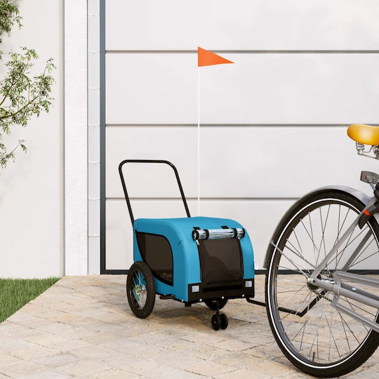 vidaXL Dog Carrying Blue Bicycle Trailer for 30kg Pets L124xW53xH53cm