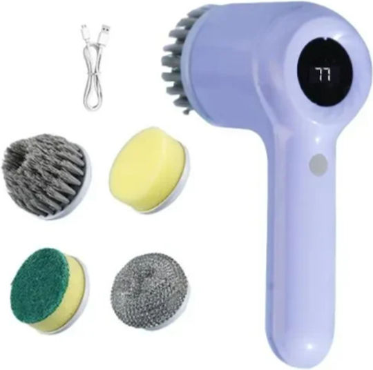Plastic Rotating Cleaning Brush with Handle White