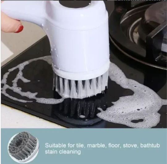 Plastic Rotating Cleaning Brush with Handle White