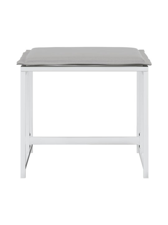 Metallic Cube Garden Stool with Cushion White 4 Pieces 40x40x35cm