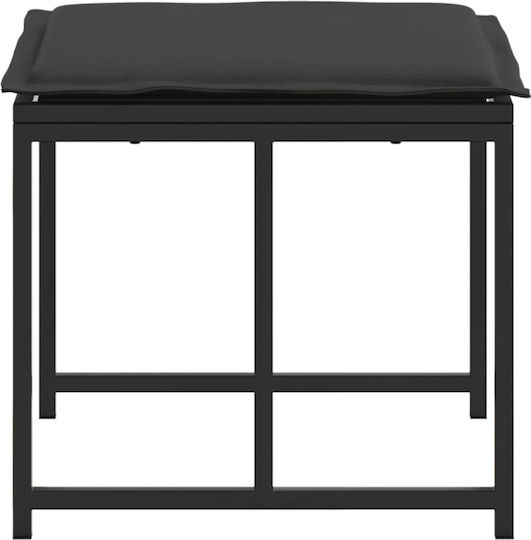 Scaun Metalic Cub Pentru Exterior Cu Pernă Negru 4 Bucăți 40x40x35cm