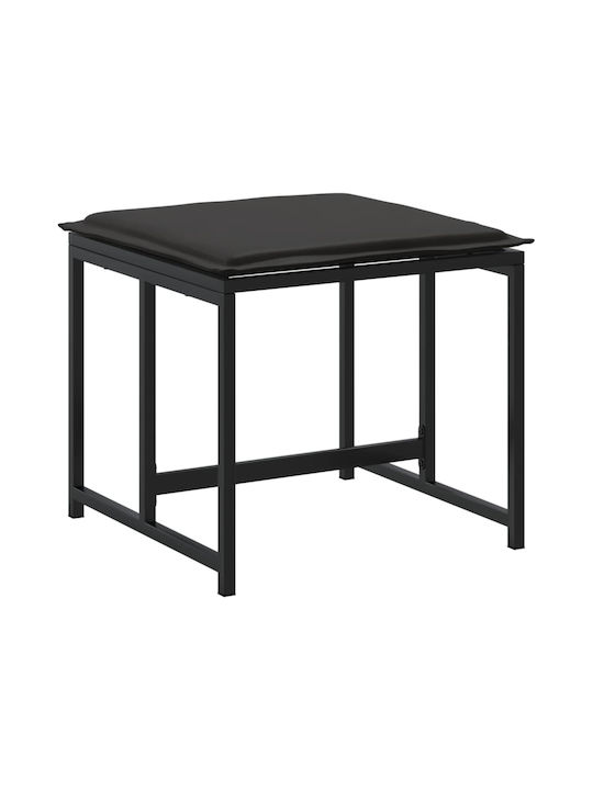Metallic Garden Stool Cube Outdoor With Cushion Black 4 Pieces 40x40x35cm
