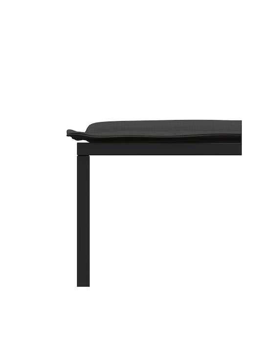 Metallic Garden Stool Cube Outdoor With Cushion Black 4 Pieces 40x40x35cm