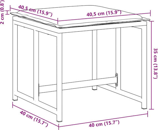 Scaun Metalic Cub Pentru Exterior Cu Pernă Negru 4 Bucăți 40x40x35cm