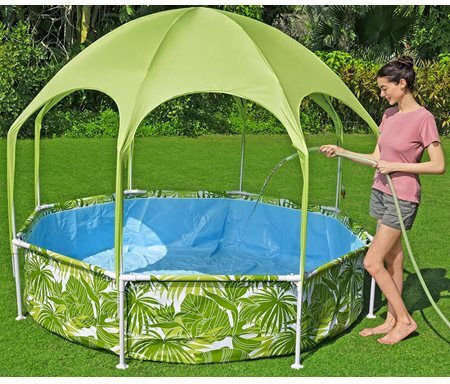 Bestway Copii Round Piscină PVC cu cadru metalic 244x51buc Verde