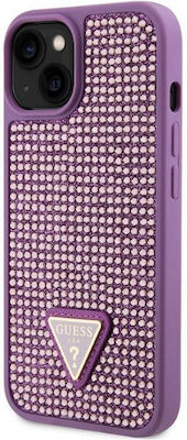 Guess Rhinestones Triangle Metallic Back Cover Purple (iPhone 15 Plus)