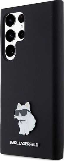 Karl Lagerfeld Choupette Umschlag Rückseite Silikon Schwarz (Galaxy S23 Ultra)