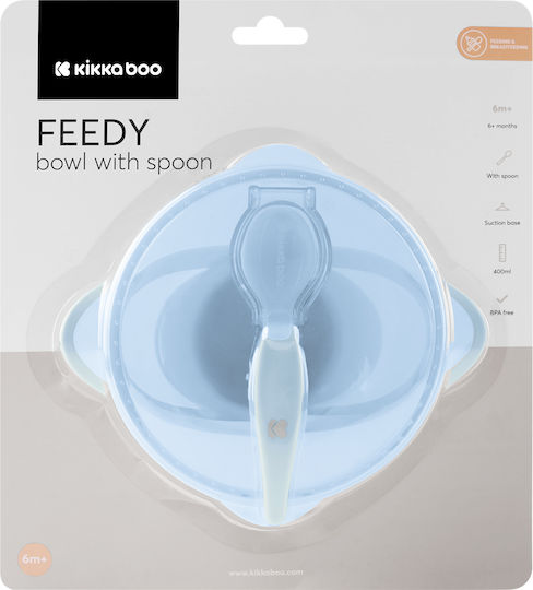 Kikka Boo Παιδικό Σετ Φαγητοδοχείου Feedy από Πλαστικό Μπλε 2τμχ