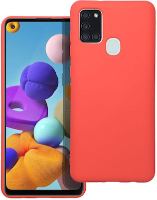 Forcell Silicone Lite Umschlag Rückseite Silikon Rosa (Galaxy A21s)