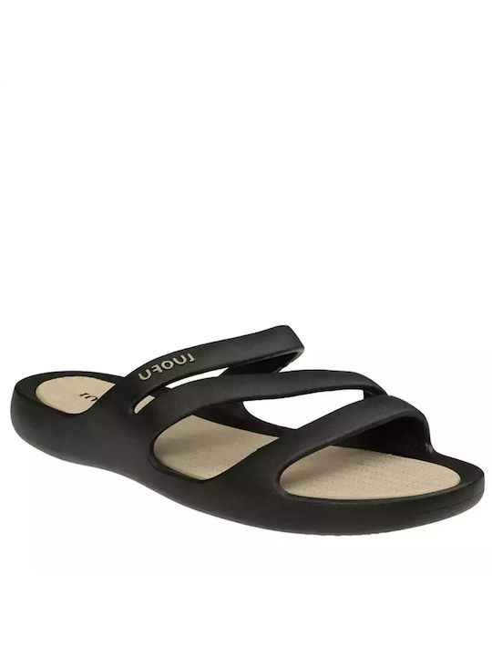 Luofu Frauen Flip Flops Black/Ecru