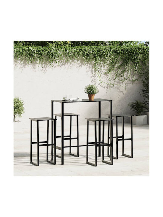 Metalic Scaun Rafturi și dulapuri pentru vin de Grădină Negru 4buc 38x38x80cm