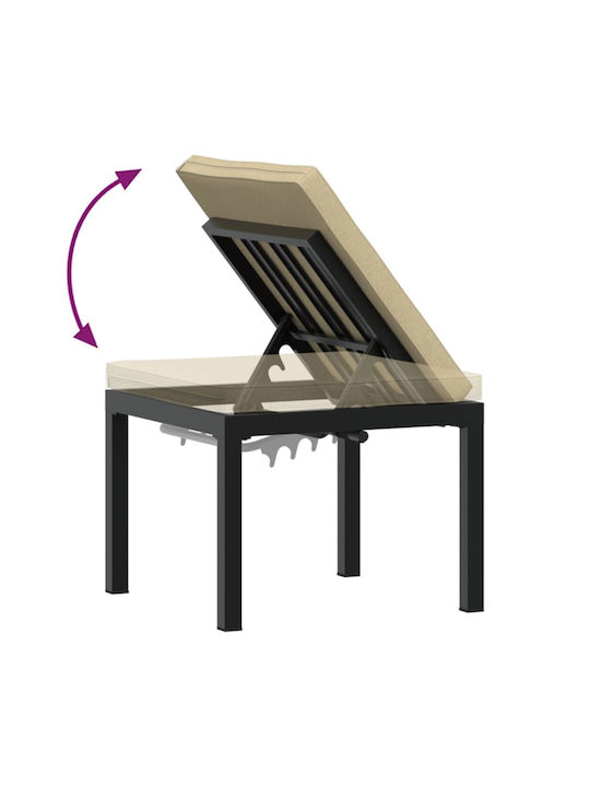 Scaun Metalic Cub Pentru Exterior Cu Pernă Negru 55x55x39.5cm
