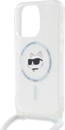 Karl Lagerfeld Iml Choupette Head & Cord Magsafe Umschlag Rückseite Kunststoff / Silikon mit Band Transparent (iPhone 13 Pro Max)