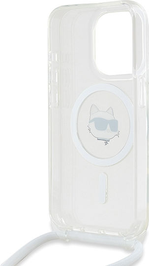 Karl Lagerfeld Iml Choupette Head & Cord Magsafe Umschlag Rückseite Kunststoff / Silikon mit Band Transparent (iPhone 13 Pro Max)