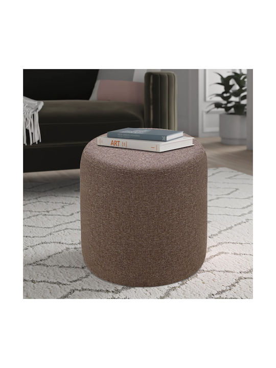 Stool For Living Room Upholstered with Fabric Silindir Coffee 40x40x40cm