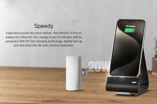 Silicon Power QD50 Power Bank 5000mAh 20W με Θύρα USB-C Power Delivery Μαύρο