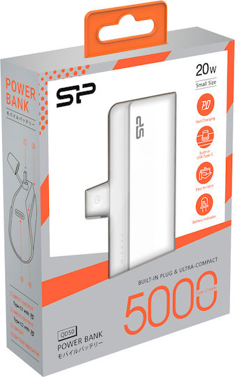 Silicon Power QD50 Power Bank 5000mAh 20W Power Delivery Λευκό