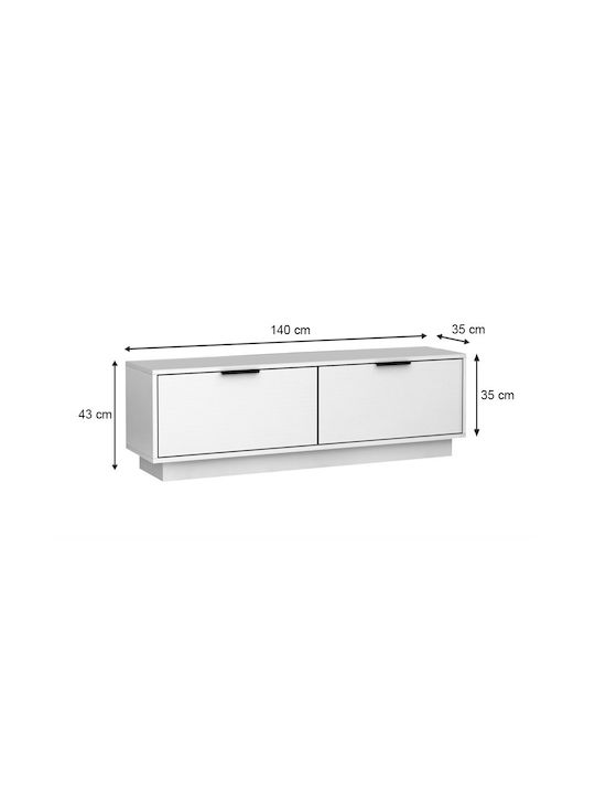 Έπιπλο Τηλεόρασης Lisa Λευκό Μ140xΠ35xΥ43cm