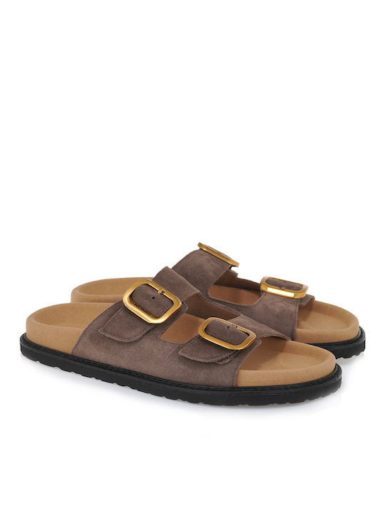 Komis & Komis Flatforms Leather Women's Sandals Brown