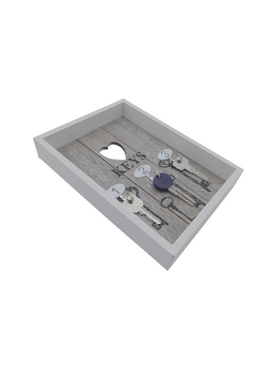 Suport de chei de perete din lemn, gri, modelul Uncle George 05.02.01-0004-GREY, dimensiuni 18x4x25cm