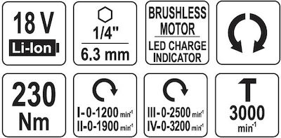 Yato Schlagschraubendreher Batterie Bürstenlos 18V 1x4Ah