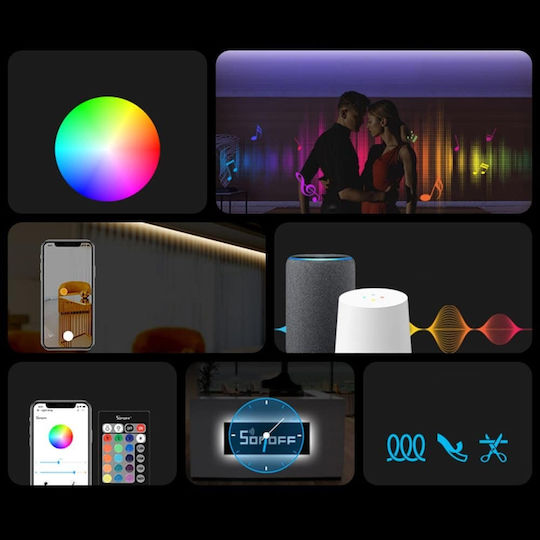 Sonoff Smart LED-Streifen Wi-Fi 12V RGB Licht 5m Typ SMD5050 mit Netzteil, Fernbedienung & WiFi-Controller