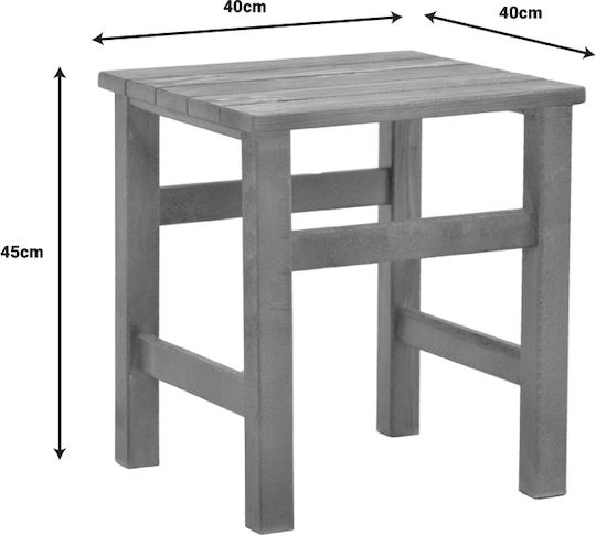 Summrine Sitting Room Outdoor Free Standing Wood Table Natural 40x40x45cm