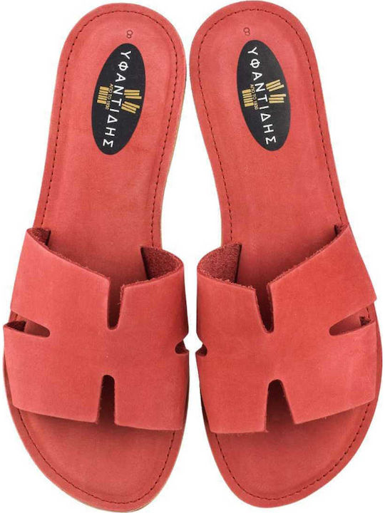 Leder Flache Sandalen für Damen in Rot Farbe