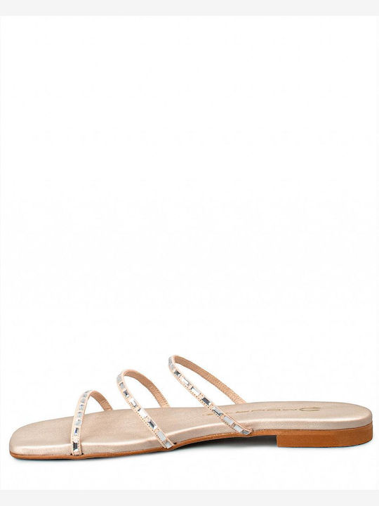 Flache Sandalen für Damen in Gold Farbe