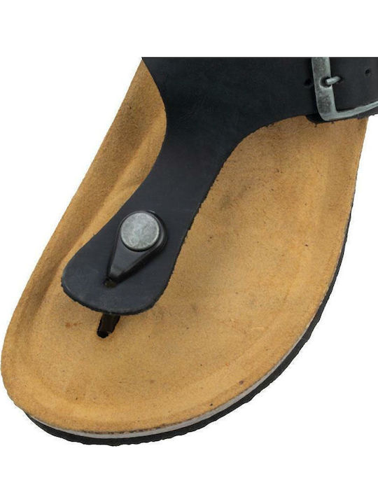 Leather Women's Flat Sandals Anatomic Apure Negro