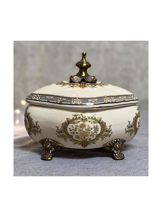 Porcelain Sweet Jar with Lid White 21.5x16x20cm