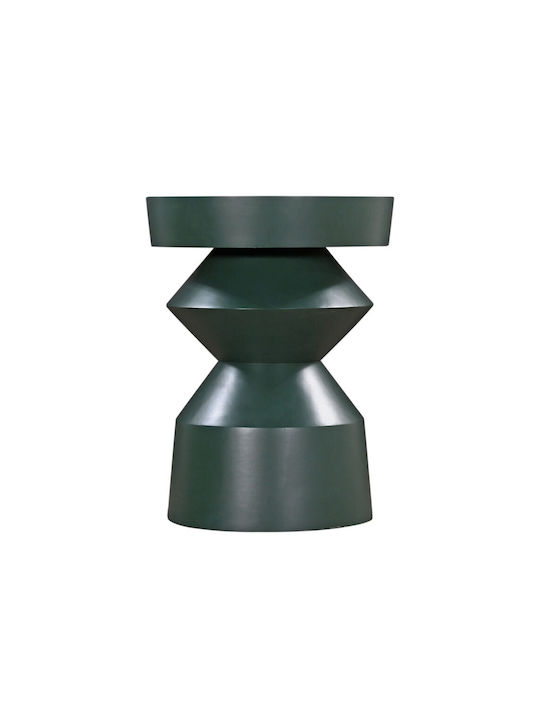 Round Side Table Edgy Made of Solid Wood Green M48xL48xH62.5cm