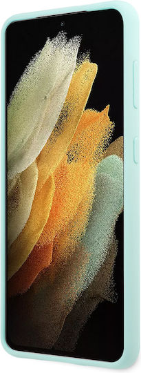 Guess Silicone Script Metal Logo Umschlag Rückseite Kunststoff / Silikon Blau (Galaxy S21+ 5G)