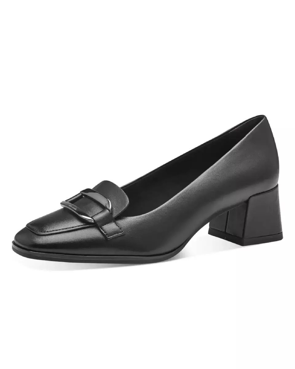 Tamaris Comfort damespumps van leer, kleine hak, zwart, lak, 37 EU