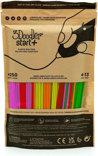 3Doodler Start PLA 3D Drucker Filament 1.75mm Fluoreszierendes Grün, Orange, Pink, Rot 0.001kg 250Stück Spule