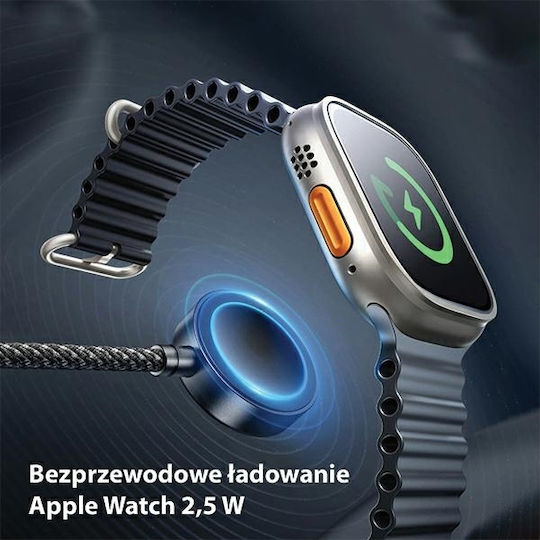 Awei W23 Braided USB to Type-C / Lightning Cable 5A Μαύρο 1m