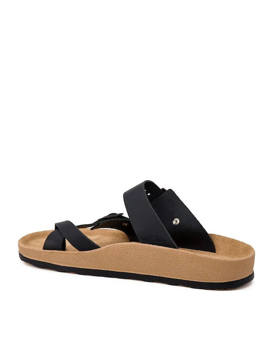 Leder Herrensandalen in Schwarz Farbe