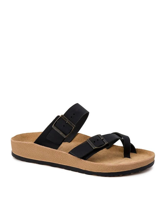 Leder Herrensandalen in Schwarz Farbe